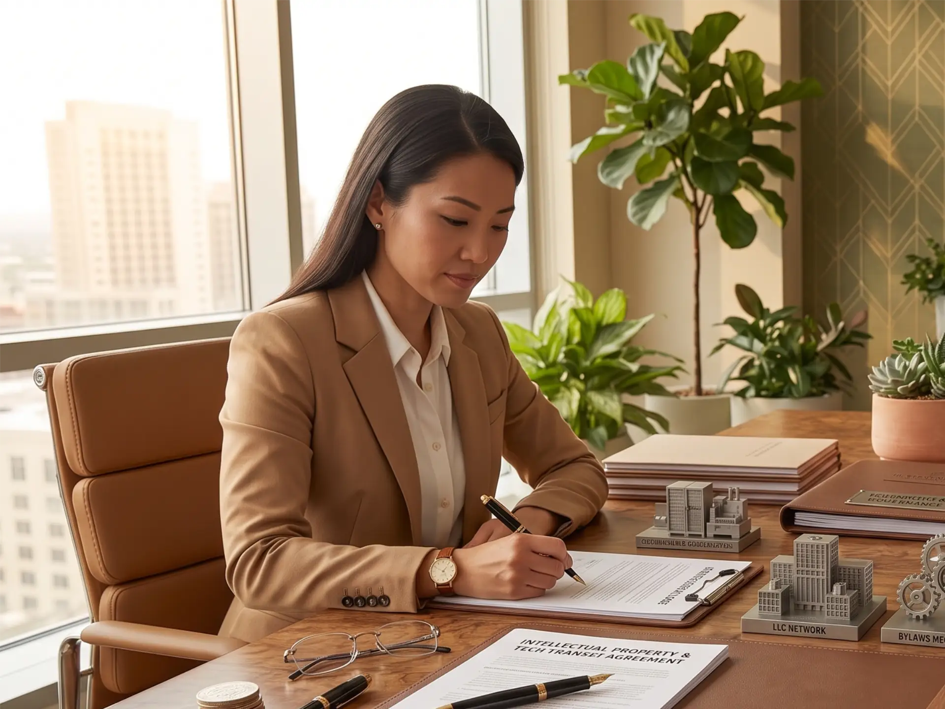 Attorney reviewing an Intellectual Property and Tech Transfer Agreement for a South Florida business