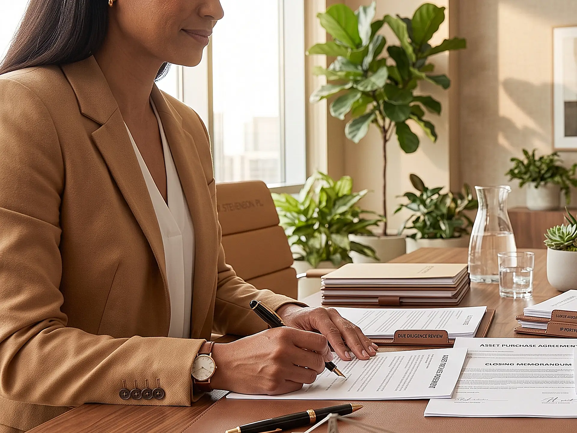 Close-up of a business owner signing an Asset Purchase Agreement drafted by a South Florida attorney